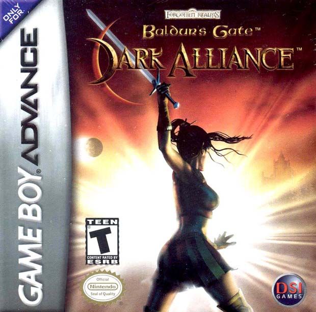 Baldur's Gate Dark Alliance box art for GameBoy Advance